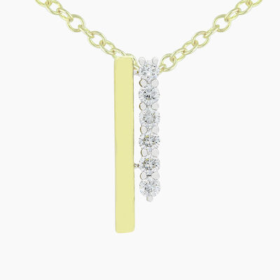 Diamond Double Bar Pendant in 10k Two Tone Gold